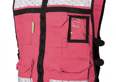 CHALECO RESCATISTA ROSA DE GABARDINA ABIERTO