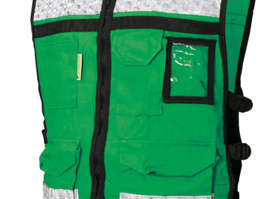 CHALECO RESCATISTA VERDE DE GABARDINA ABIERTO