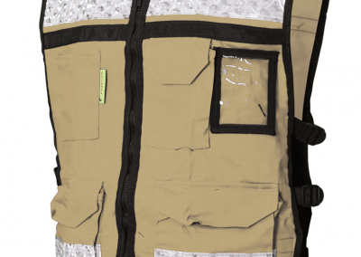 CHALECO RESCATISTA BEIGE DE GABARDINA ABIERTO