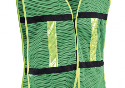CHALECO DE MALLA VERDE CON BIES DE ALTA VISIBILIDAD