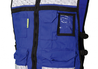 CHALECO RESCATISTA AZUL DE GABARDINA ABIERTO