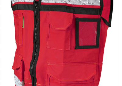 CHALECO RESCATISTA ROJO DE GABARDINA CERRADO